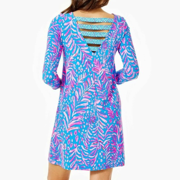 Lilly Pulitzer Ophelia Swing Dress in Pundy Blue La Zebra Pink Size M - Picture 3 of 11